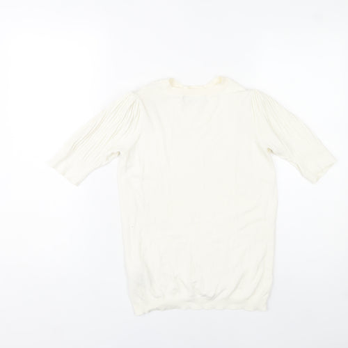 Marks and Spencer Women’s Ivory Knit Blouse Size 10 Puff Sleeve