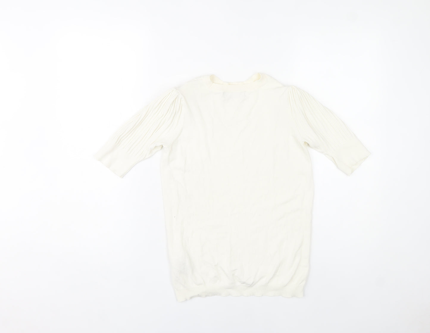 Marks and Spencer Women’s Ivory Knit Blouse Size 10 Puff Sleeve