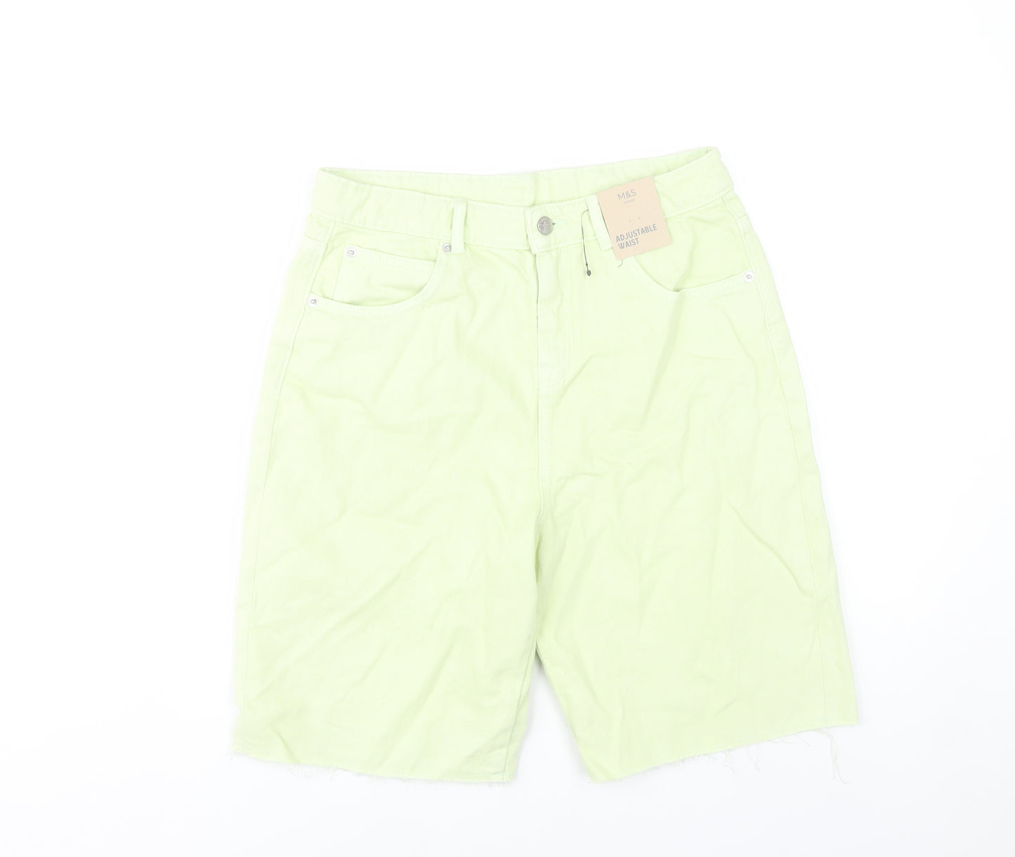 Marks and Spencer Girls Green Cut-Off Denim Shorts Size 13-14Y