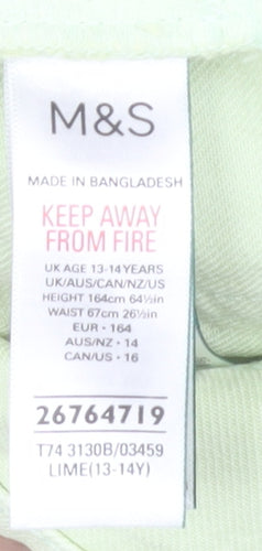 Marks and Spencer Girls Green Cut-Off Denim Shorts Size 13-14Y