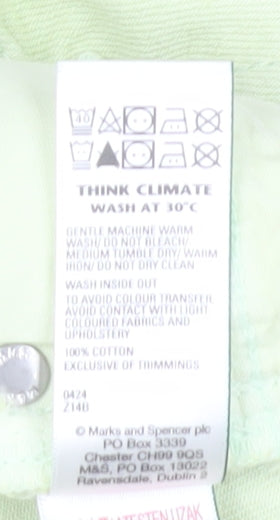 Marks and Spencer Girls Green Cut-Off Denim Shorts Size 13-14Y