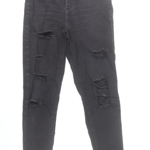 Topshop Womens Black Skinny Distressed Jeans Size W26 L30