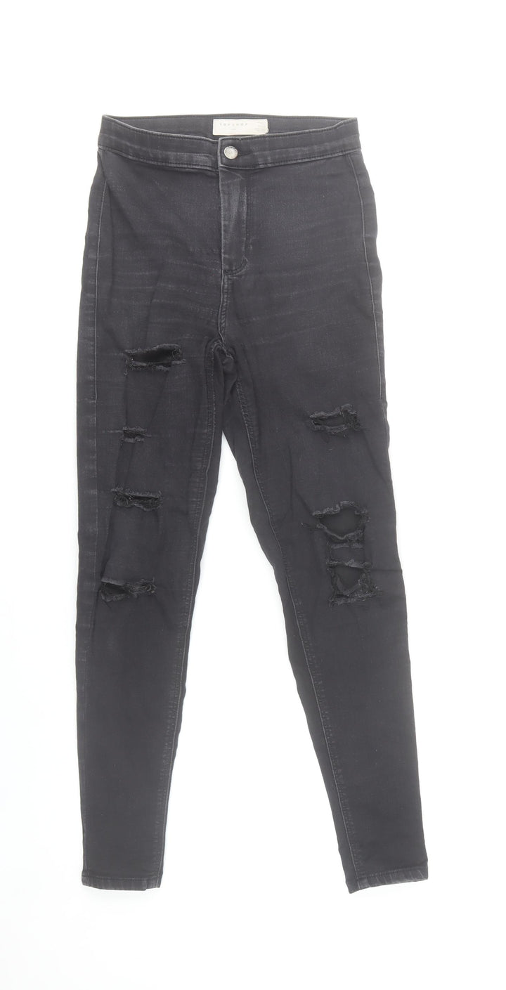 Topshop Womens Black Skinny Distressed Jeans Size W26 L30