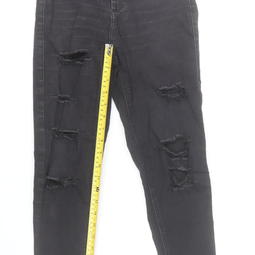 Topshop Womens Black Skinny Distressed Jeans Size W26 L30