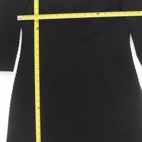 Hoss Intropia Women's Black Sheath Dress Size 14 3/4 Sleeve Knee Length