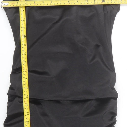 Saint Genies Women’s Black Mini Bodycon Dress Size 6 Ruched Strappy