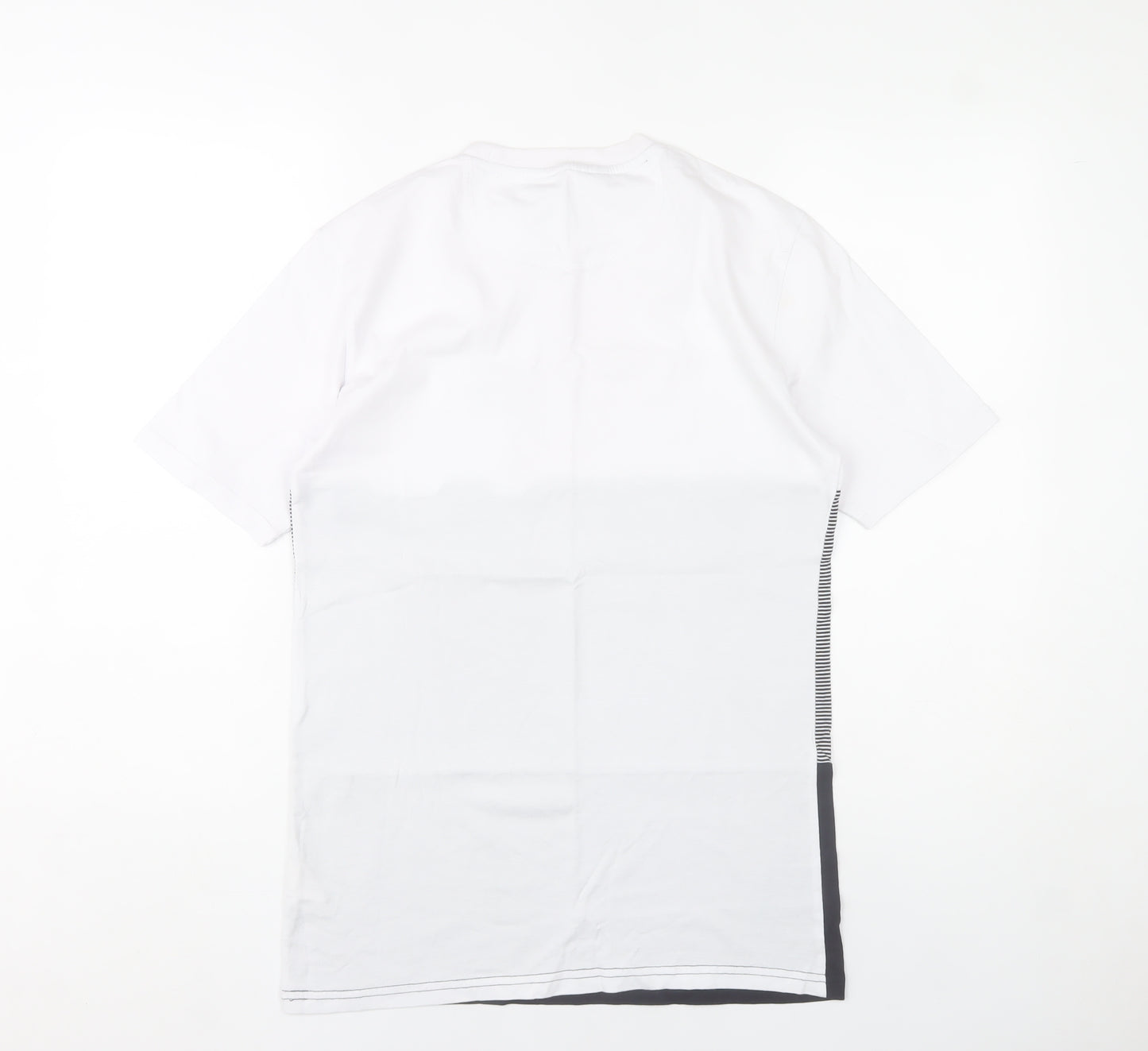 Diesel Men’s White Black Striped Colourblock Cotton T-Shirt S