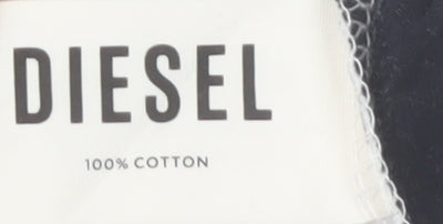 Diesel Men’s White Black Striped Colourblock Cotton T-Shirt S