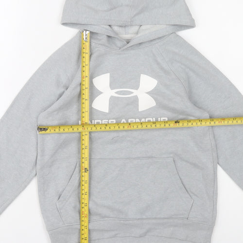 Under Armour Boys Grey Pullover Hoodie Size 8 Years Logo Sportswear