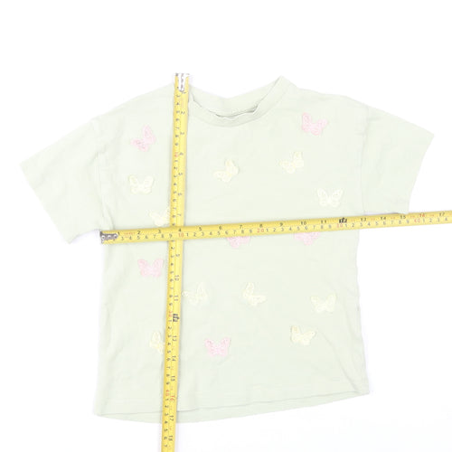 Next Girls Green Butterfly Embroidered Cotton T-Shirt 4 Years