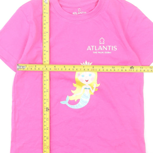 Atlantis Girls Pink Mermaid Graphic Cotton T-Shirt 5-6 Years