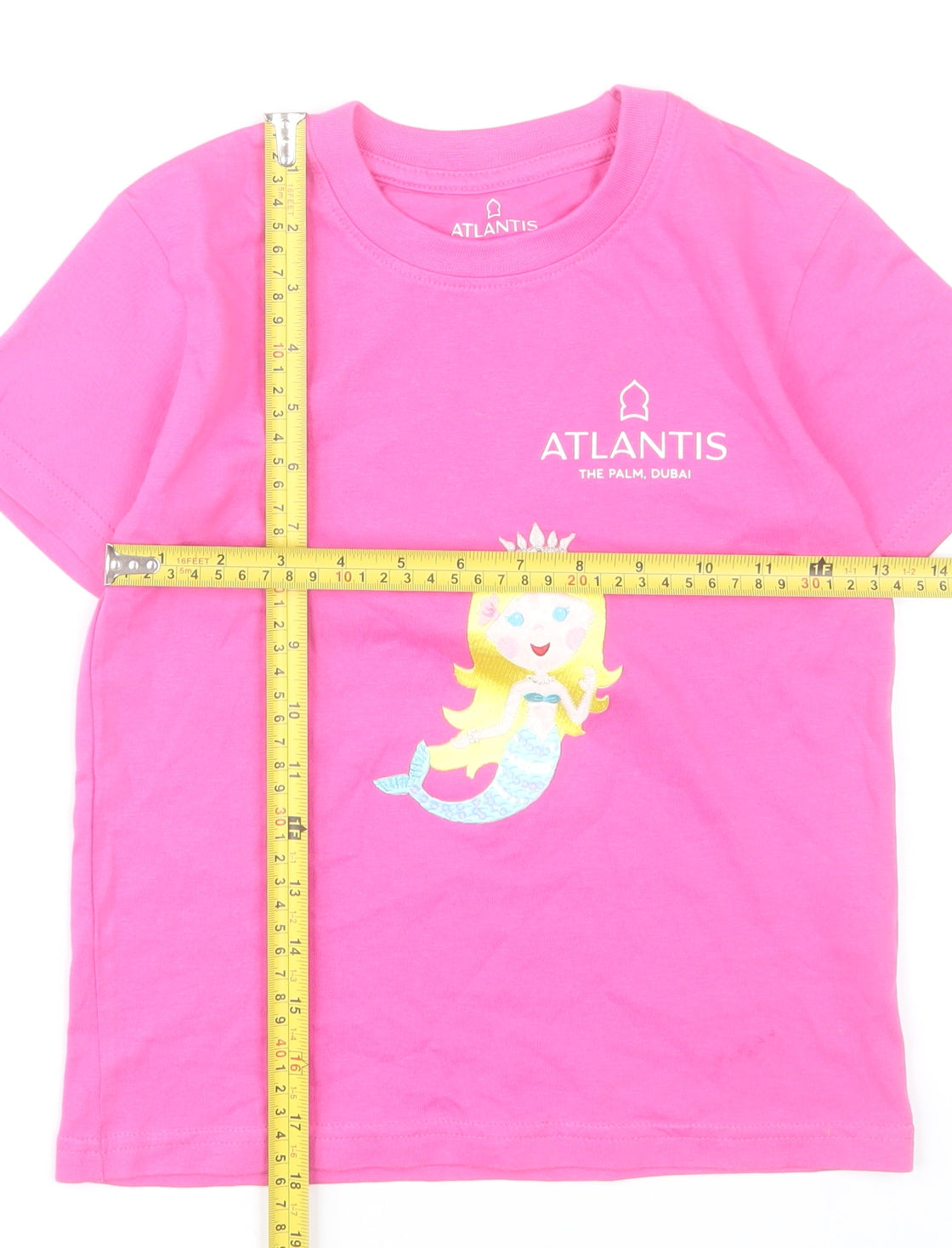 Atlantis Girls Pink Mermaid Graphic Cotton T-Shirt 5-6 Years