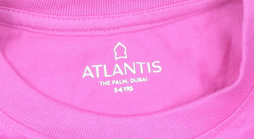 Atlantis Girls Pink Mermaid Graphic Cotton T-Shirt 5-6 Years