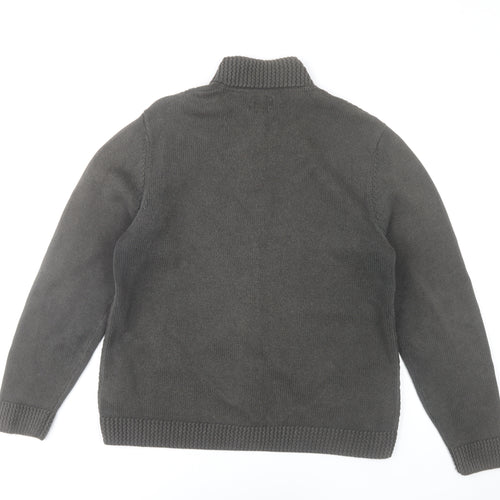 Wrangler Men's Grey XL Full Zip Cotton Knit Jumper High Neck
