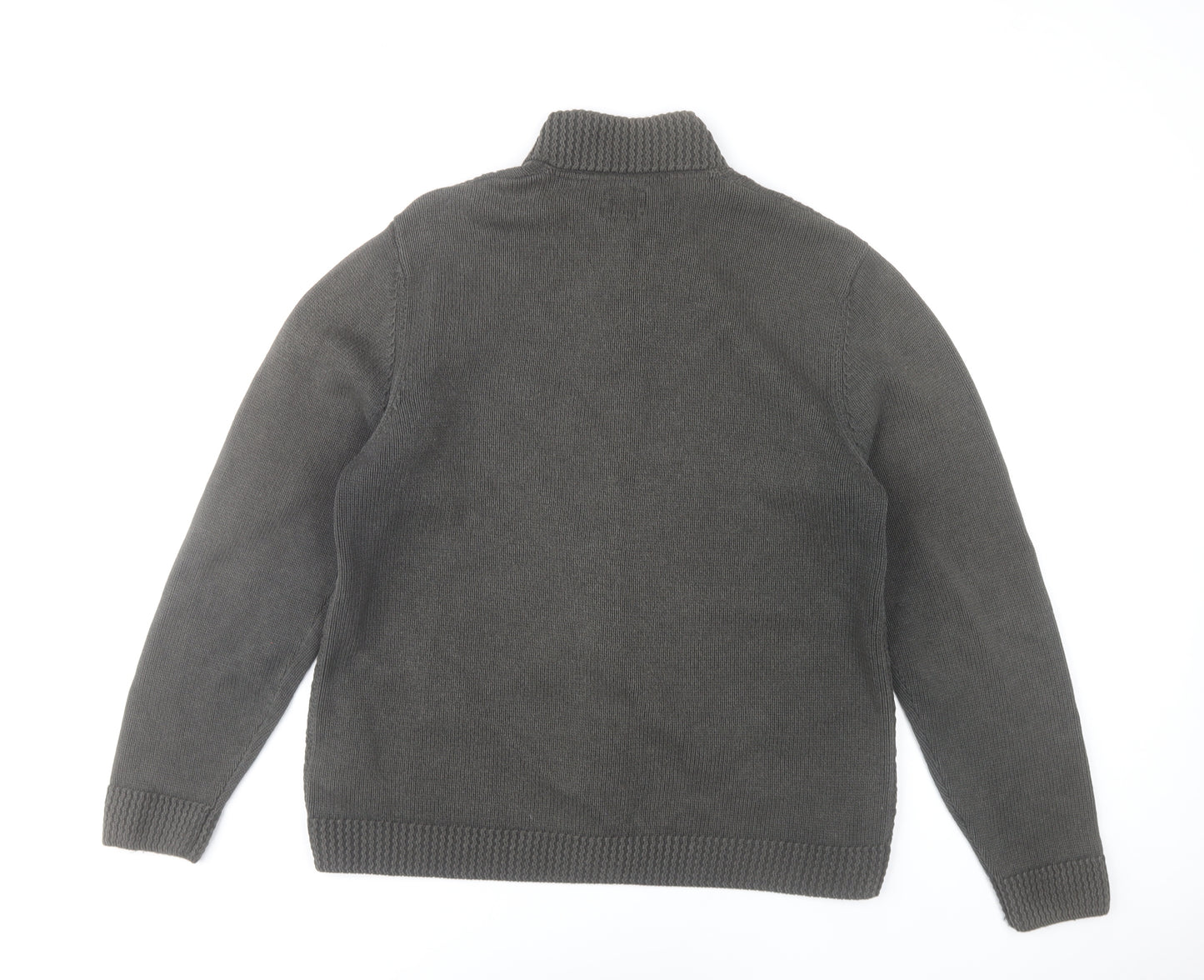Wrangler Men's Grey XL Full Zip Cotton Knit Jumper High Neck
