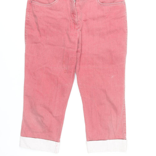 Dixie Womens Pink Cropped Stretch Denim Jeans Size 12 Regular