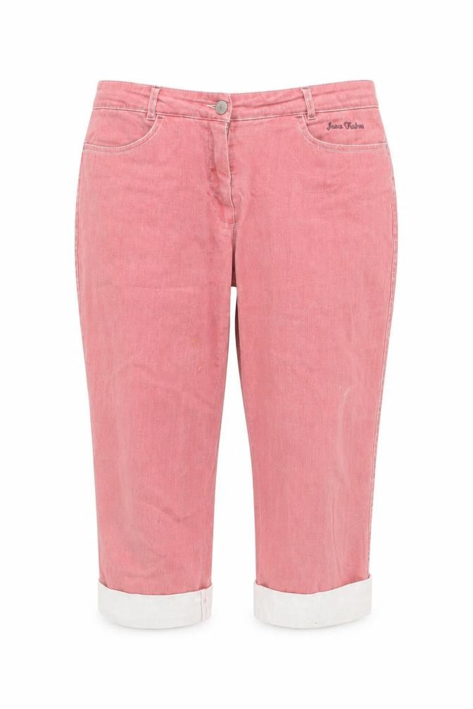 Front view of Dixie women’s pink cropped stretch denim jeans, size UK 12, regular