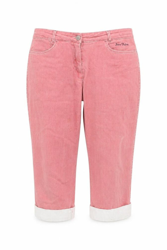 Front view of Dixie women’s pink cropped stretch denim jeans, size UK 12, regular