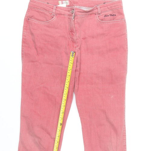 Dixie Womens Pink Cropped Stretch Denim Jeans Size 12 Regular
