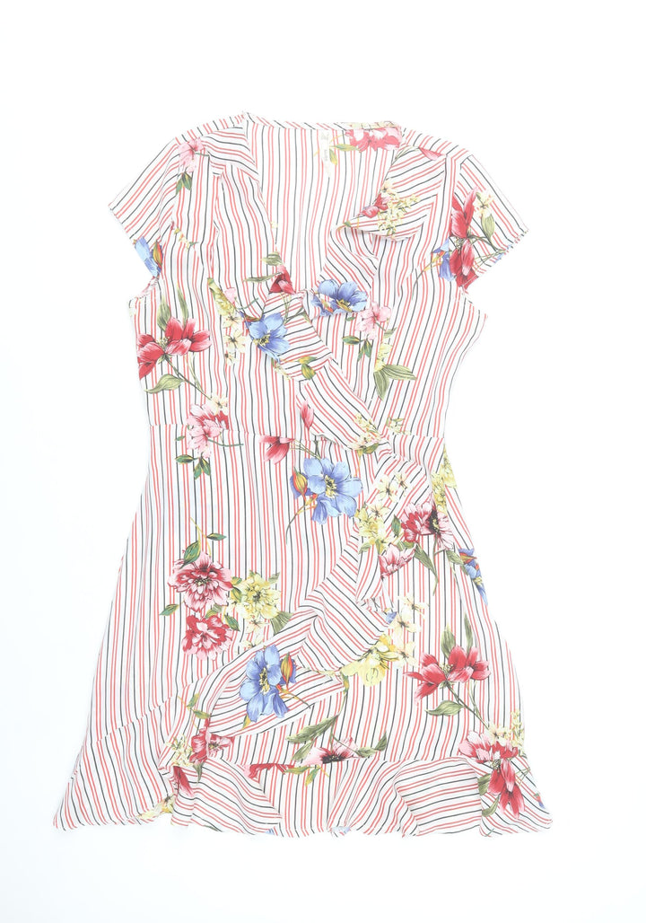 Stella Morgan Womens Multicoloured Floral Stripe Shift Dress Size 10