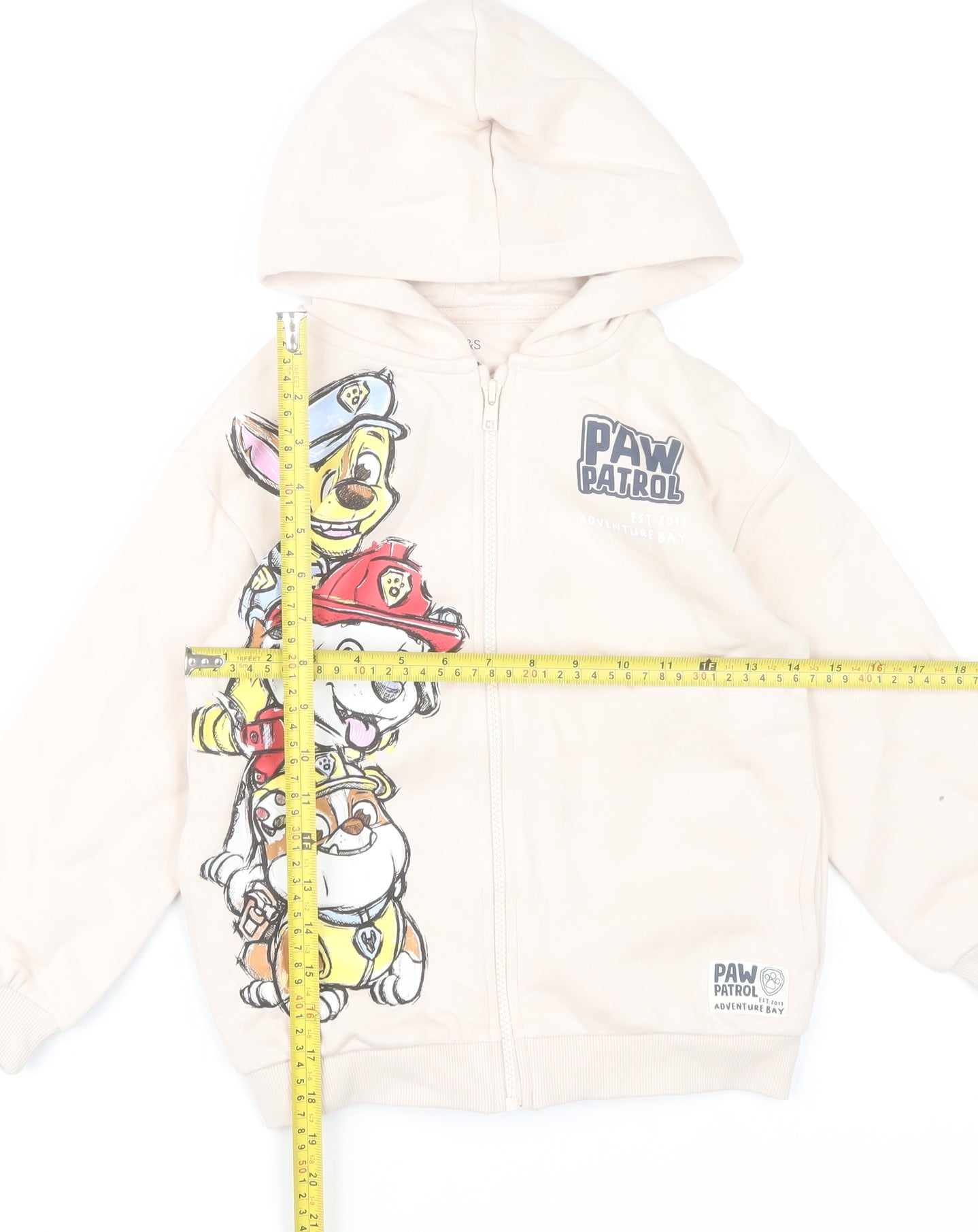 Marks and Spencer Girls Beige Paw Patrol Full Zip Hoodie 7-8 Years