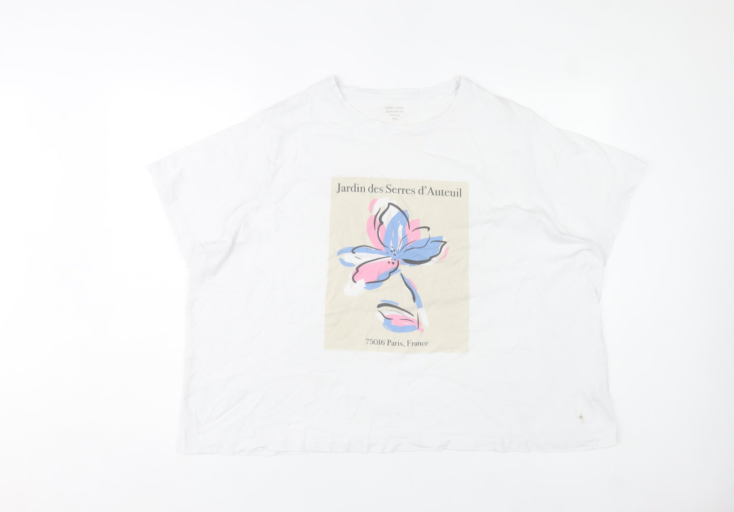 Dunnes Stores Womens White Floral Print Cotton T-Shirt 2XL