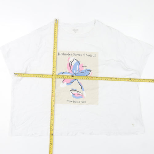 Dunnes Stores Womens White Floral Print Cotton T-Shirt 2XL
