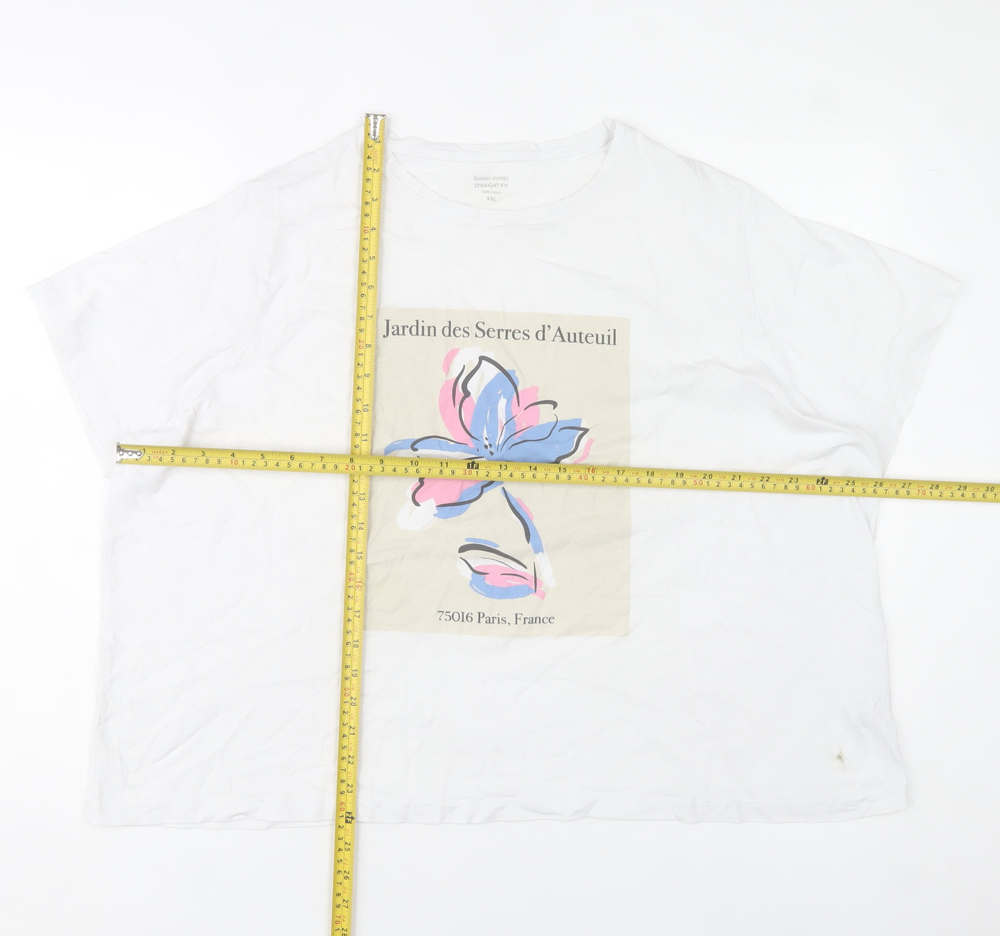 Dunnes Stores Womens White Floral Print Cotton T-Shirt 2XL
