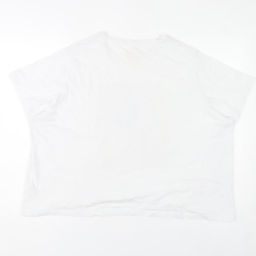 Dunnes Stores Womens White Floral Print Cotton T-Shirt 2XL