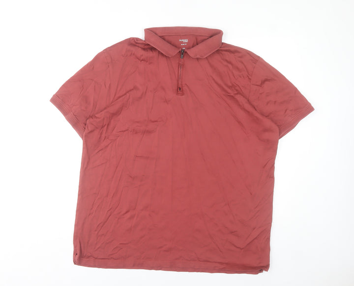 Dunnes Stores Men’s Red 2XL Cotton Polo Shirt Short Sleeve Zip Neck