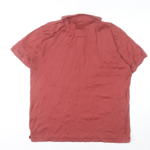 Dunnes Stores Men’s Red 2XL Cotton Polo Shirt Short Sleeve Zip Neck