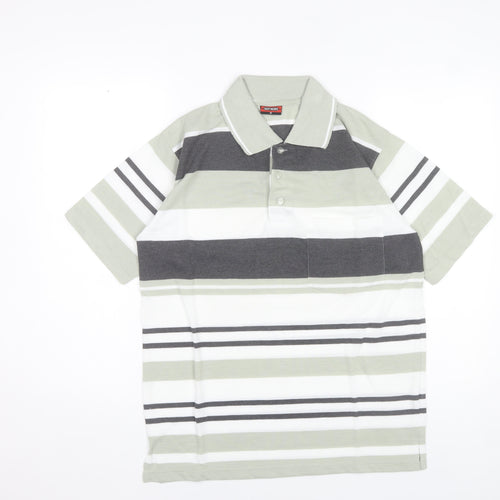 Guv'nors Men's Green Striped Polo Shirt Size M Short Sleeve Casual