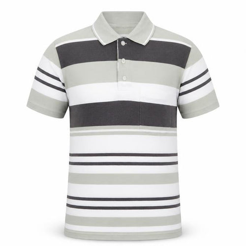 Guv'nors Men's Green Striped Polo Shirt Size M Short Sleeve Casual