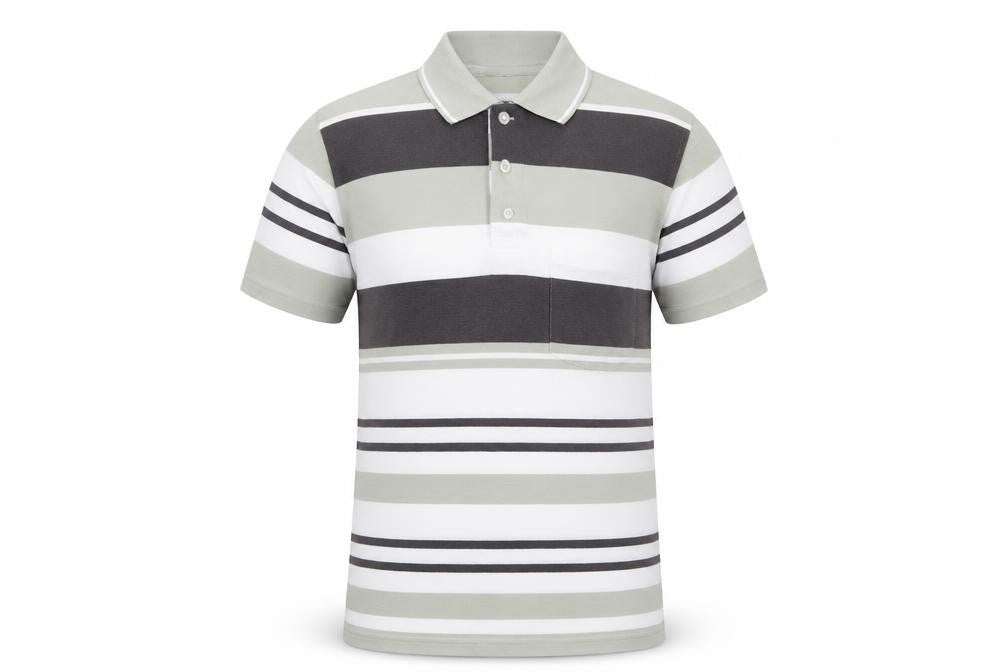 Guv'nors Men's Green Striped Polo Shirt Size M Short Sleeve Casual