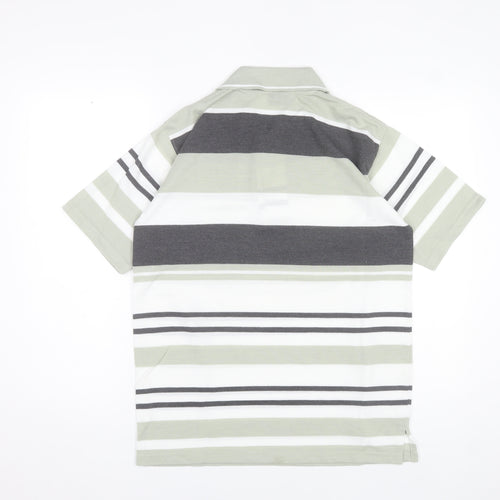 Guv'nors Men's Green Striped Polo Shirt Size M Short Sleeve Casual
