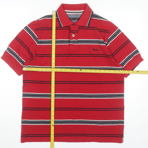 Dunnes Men’s Red Striped Polo Shirt Size M Short Sleeve Cotton Blend