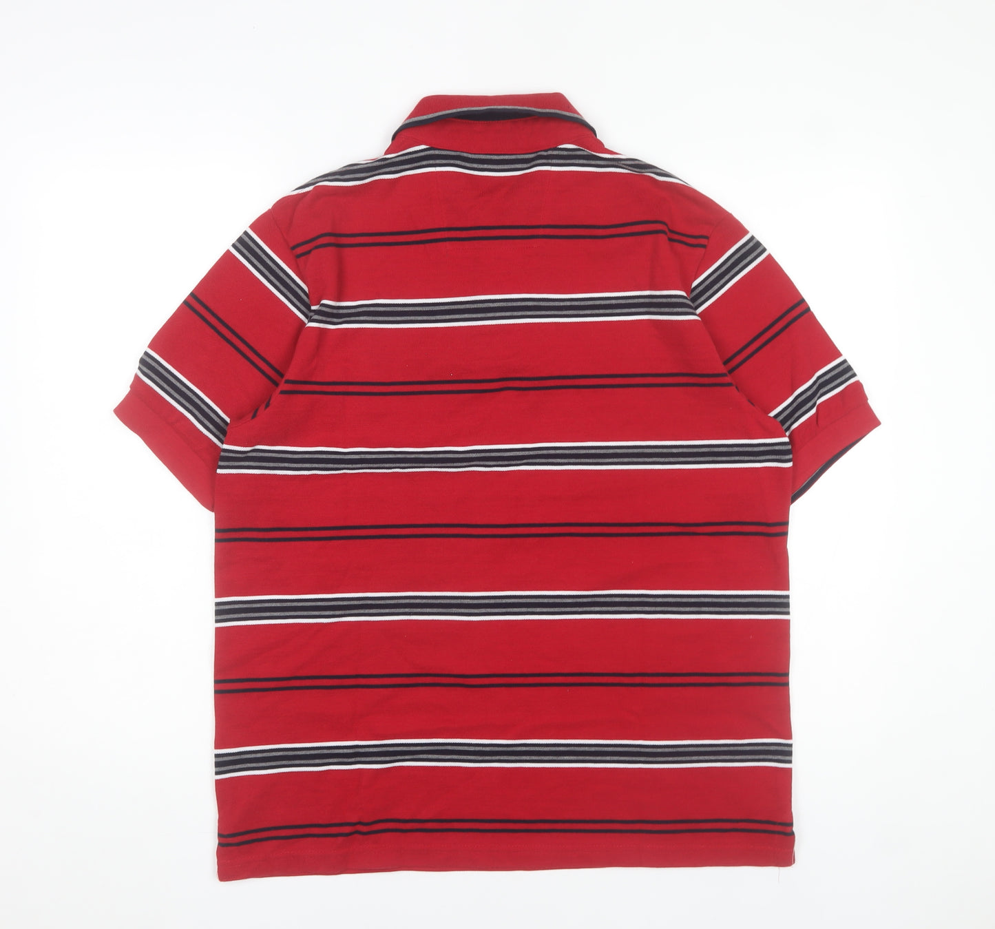 Dunnes Men’s Red Striped Polo Shirt Size M Short Sleeve Cotton Blend