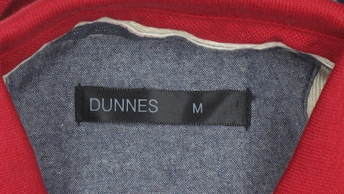 Dunnes Men’s Red Striped Polo Shirt Size M Short Sleeve Cotton Blend