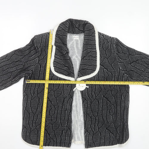 Dexter Womens Black Geometric Knit Cardigan L 3/4 Sleeve