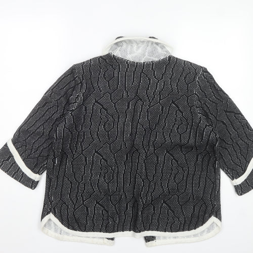 Dexter Womens Black Geometric Knit Cardigan L 3/4 Sleeve