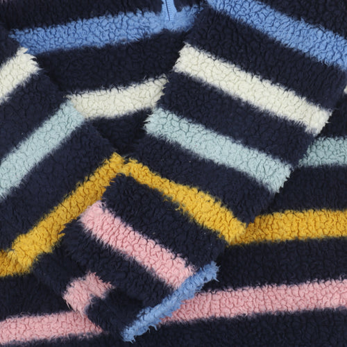 FatFace Girls Multicoloured Striped Fleece Sweatshirt 8-9Y Pullover 1/4 Zip