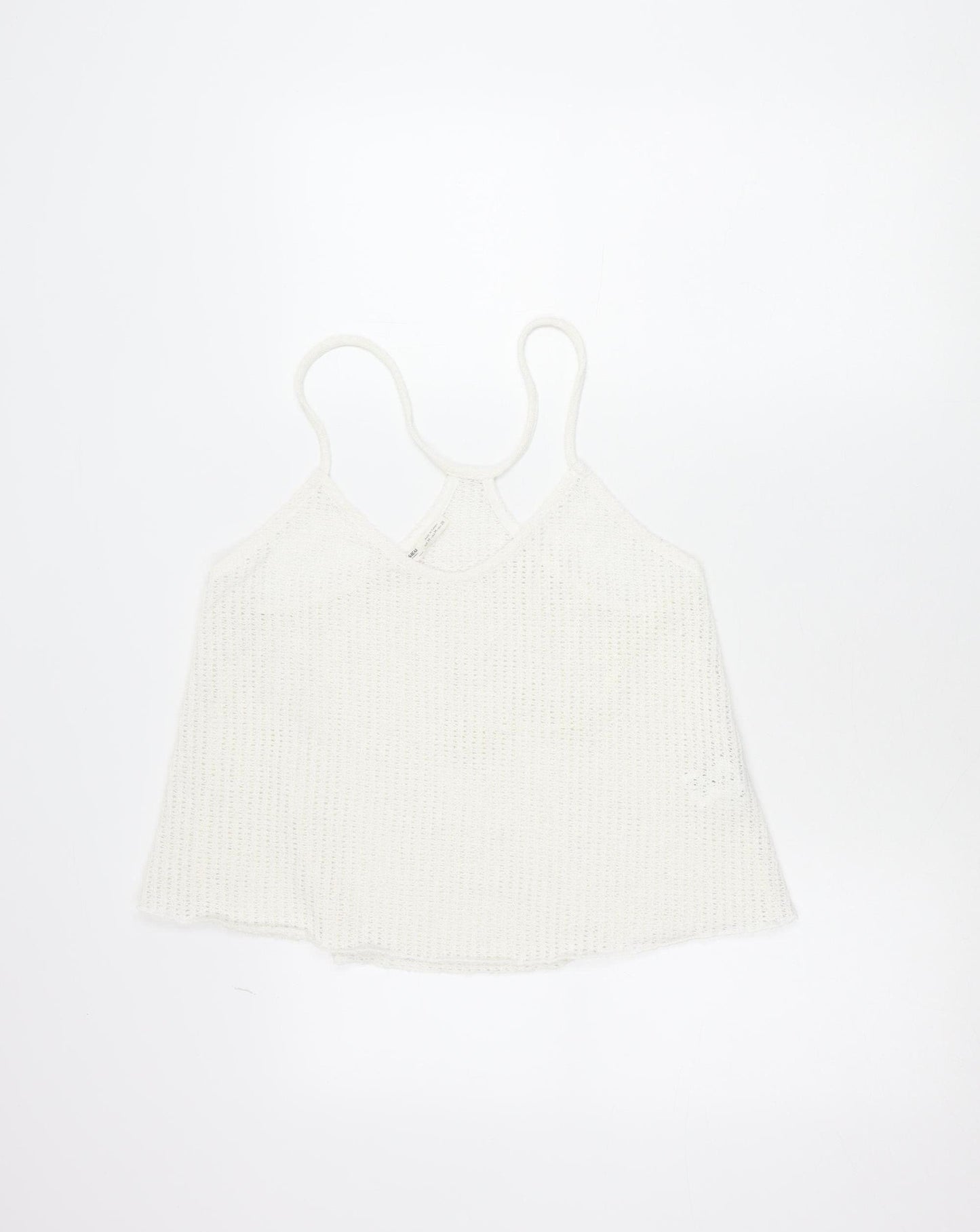 Pull & Bear Women White Knit Tank Top M Camisole Spaghetti Strap