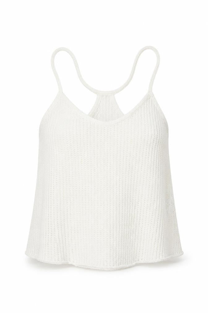 Pull&Bear Women White Knit Tank Top M Camisole Spaghetti Strap