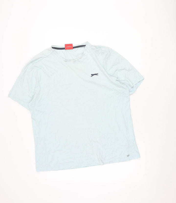 Slazenger Mens Blue L Crew Neck Short Sleeve Cotton T-Shirt