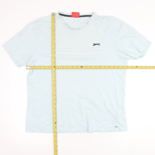 Slazenger Mens Blue L Crew Neck Short Sleeve Cotton T-Shirt