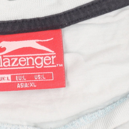 Slazenger Mens Blue L Crew Neck Short Sleeve Cotton T-Shirt