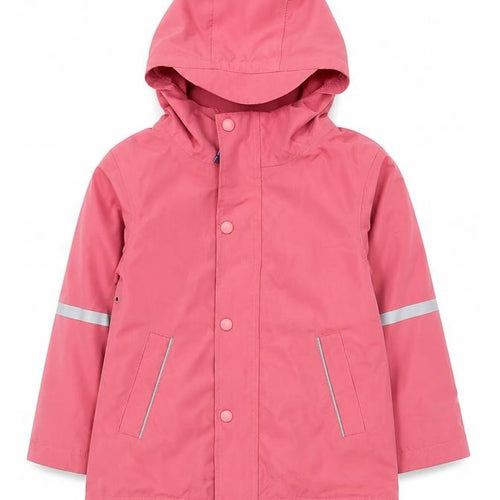 Mini Boden Girls Pink Rain Coat Jacket 5-6 Years Hooded Reflective Lined