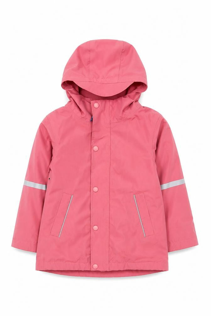 Mini Boden Girls Pink Rain Coat Jacket 5-6 Years Hooded Reflective Lined