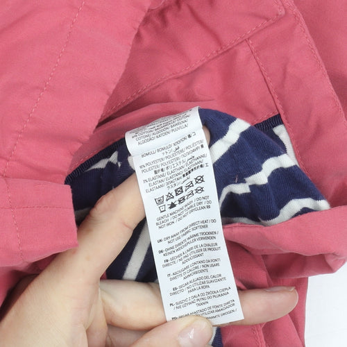 Mini Boden Girls Pink Rain Coat Jacket 5-6 Years Hooded Reflective Lined