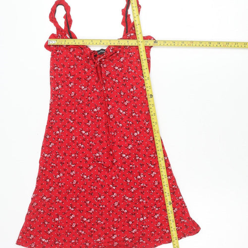 PrettyLittleThing Women’s Red Floral Slip Dress Size 6 Summer Casual